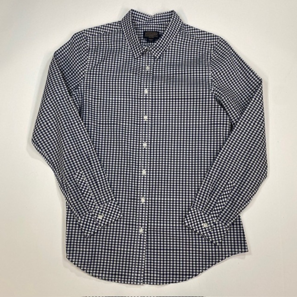 Pendleton Long Sleeve Gingham Button‎ Down Shirt Womens Size Medium Blue White